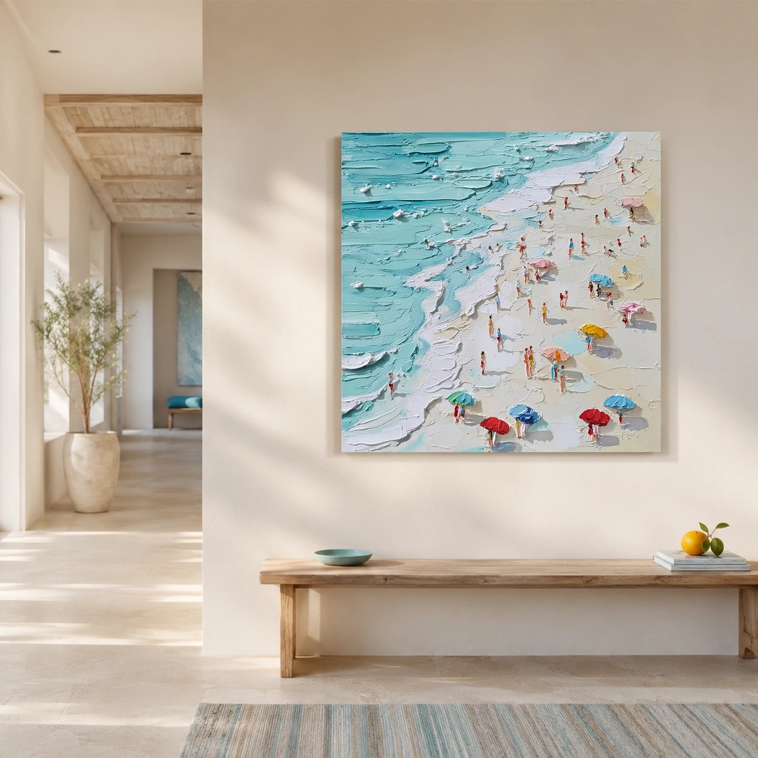Ocean And Sky Abstract Texture Canvas Art #OS425
