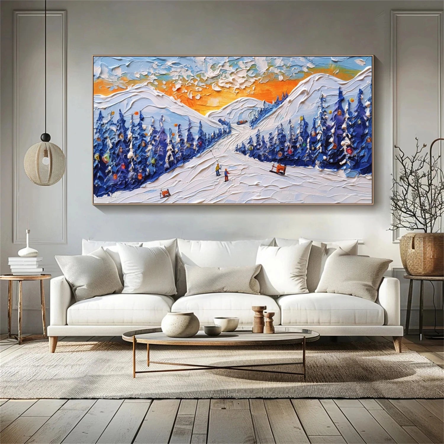 Skiing Sport Art Textured Painting Canvas # SP040