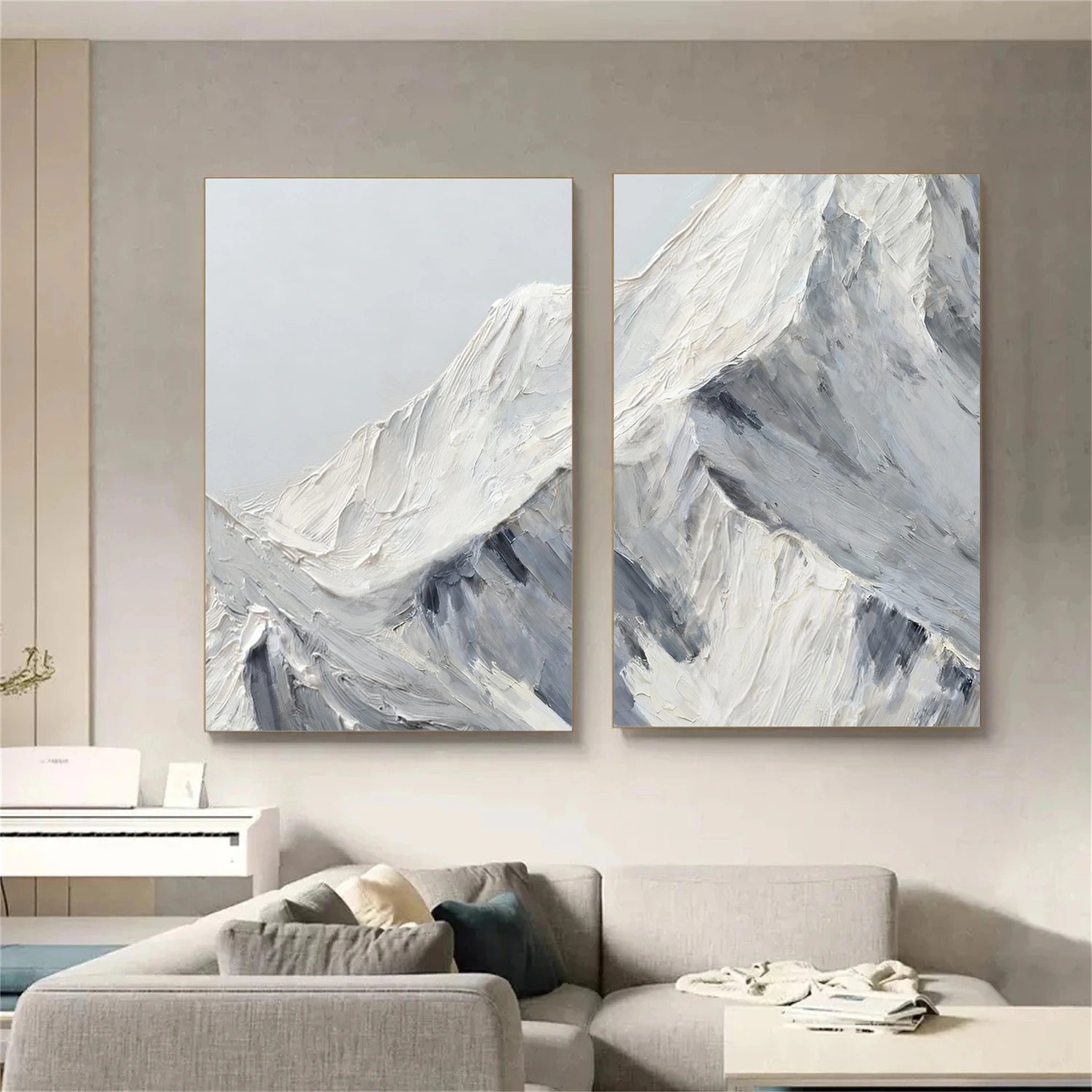 Abstract Mountain Textured Canvas Art Set of 2 #MM333