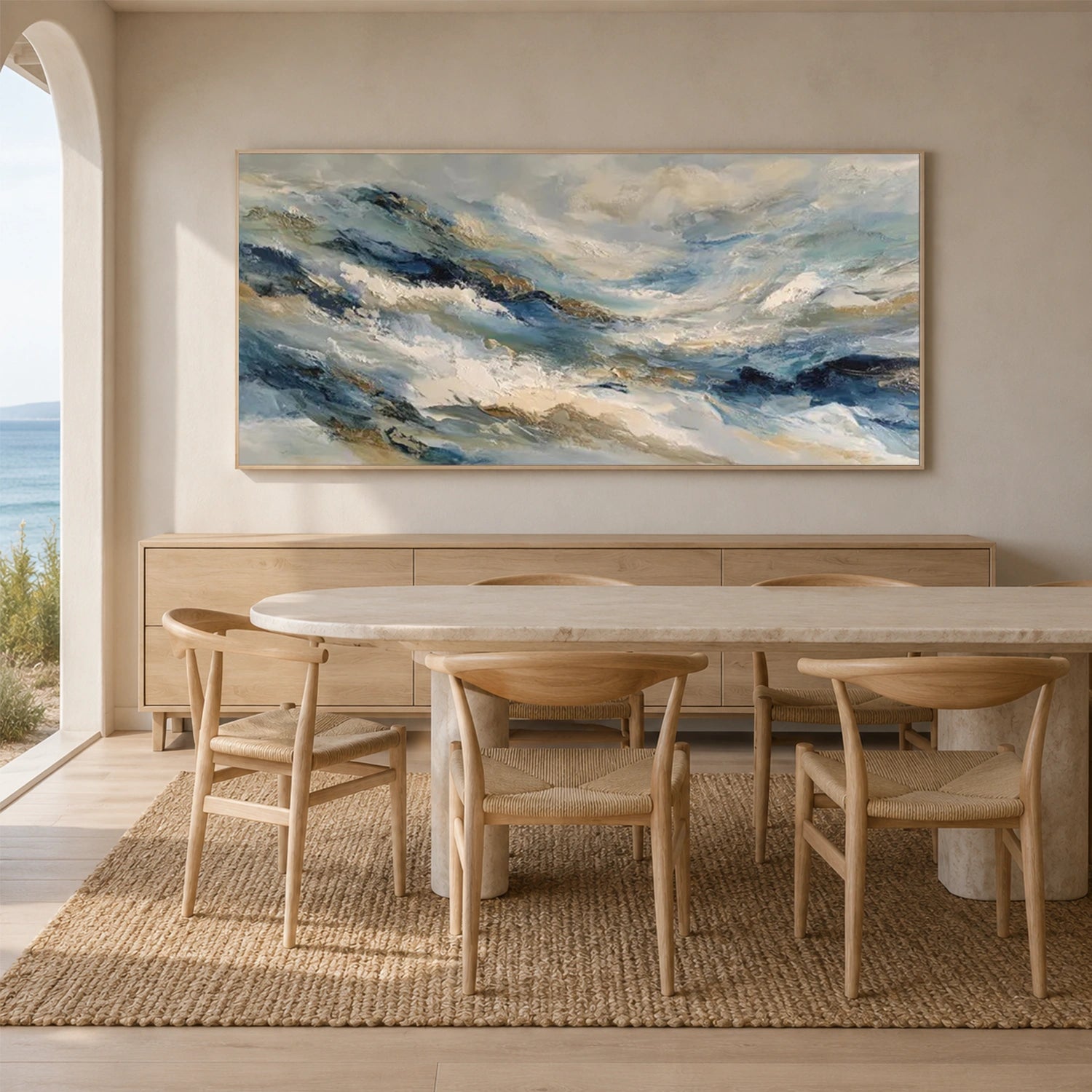Ocean And Sky Abstract Canvas Art #OS467