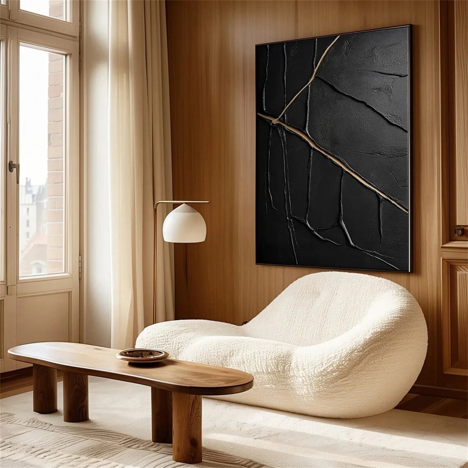 Black Gold Minimalist Textured Painting #MZ137