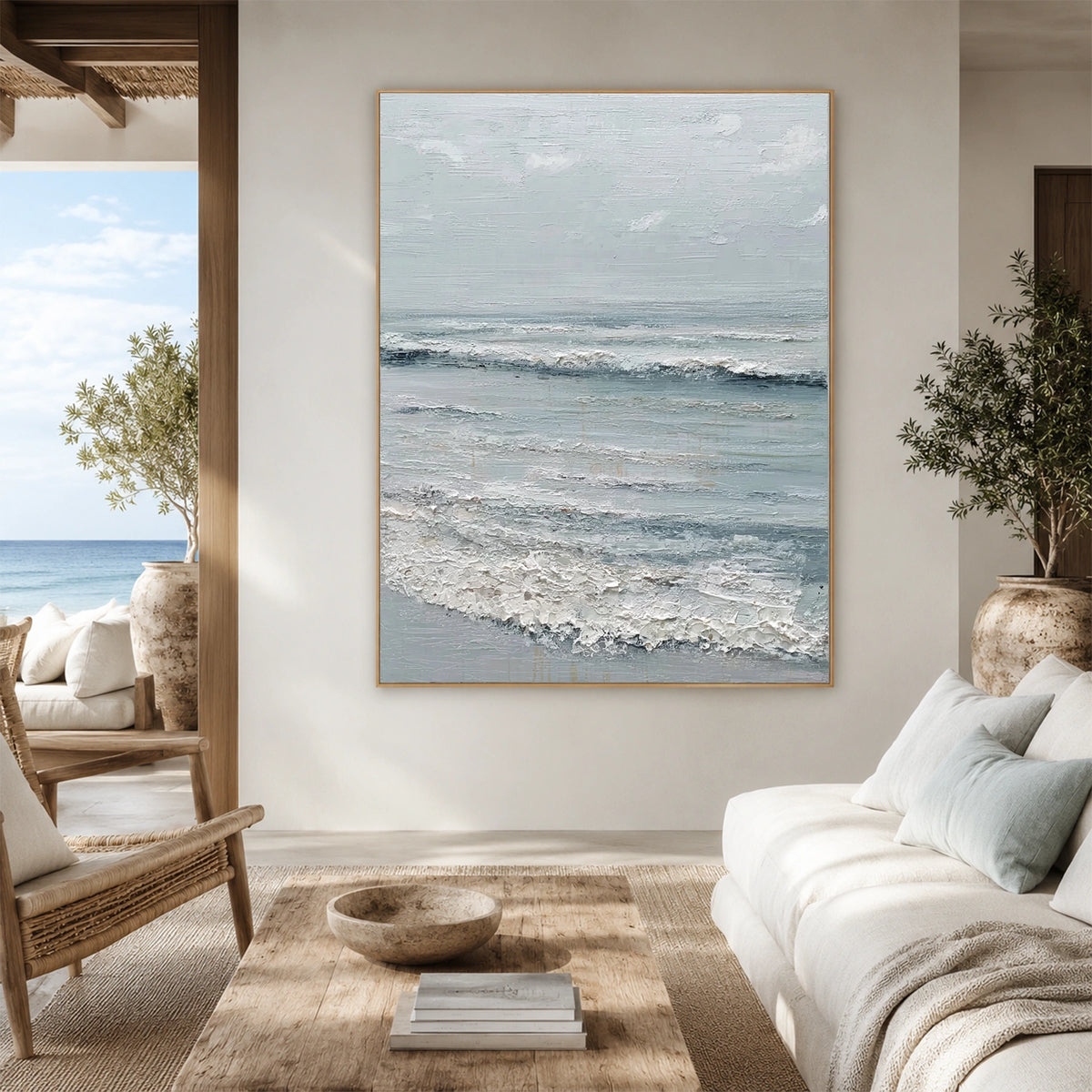 Ocean And Sky Abstract Texture Canvas Art #OS451