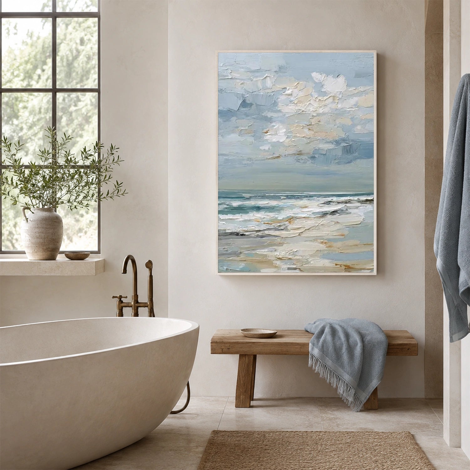 Ocean And Sky Abstract Canvas Art #OS470