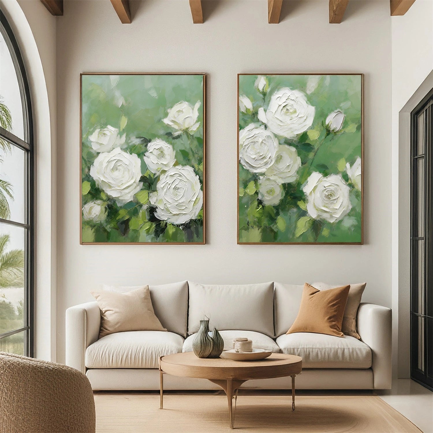 Flower & Tree Abstract Texture Canvas Art Set of 2 #FT 320
