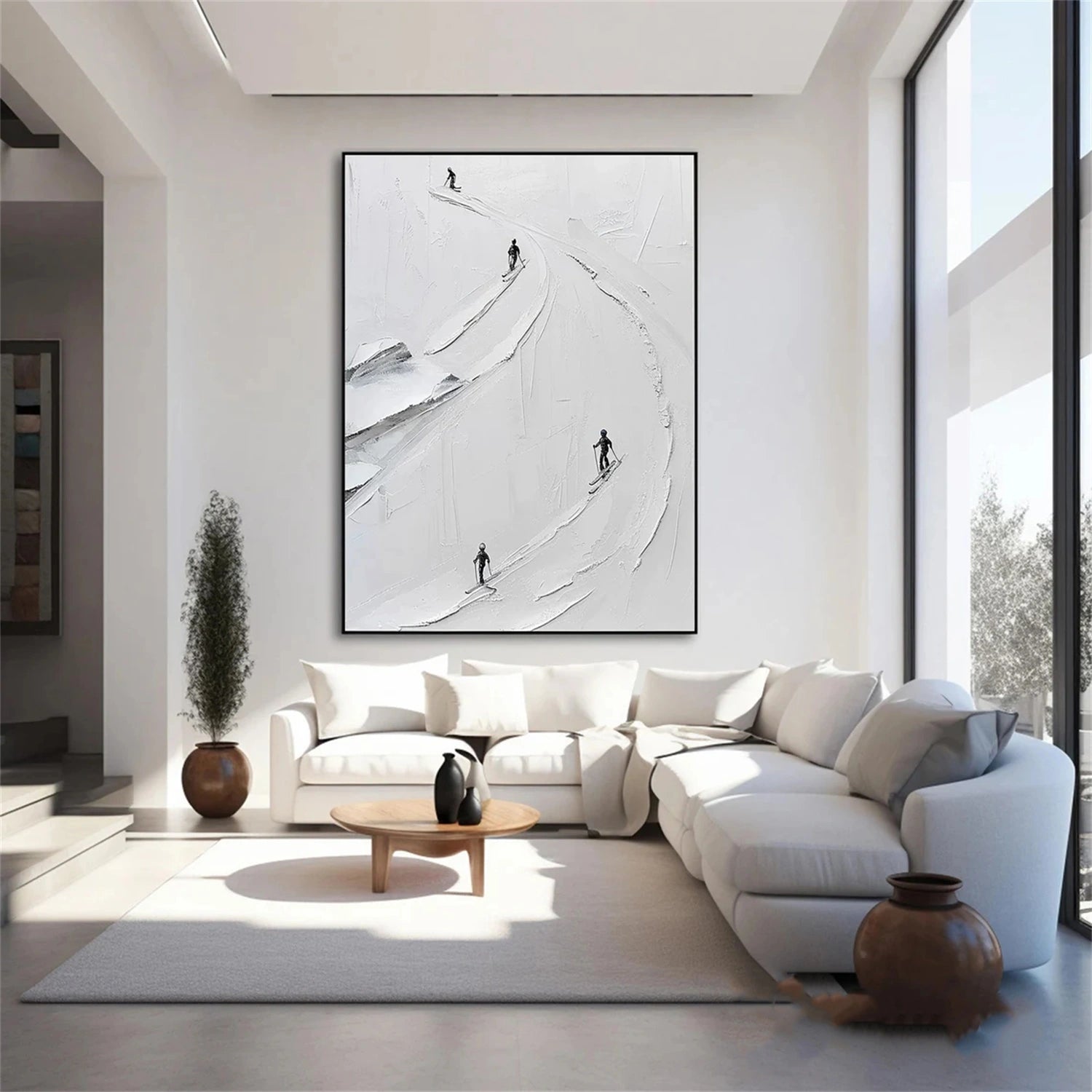 Skiing Sport Art Textured Painting Canvas #SP036