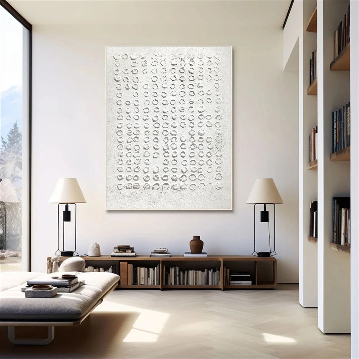 White Plaster Art Minimalist Textured Paintings Canvas #MM317