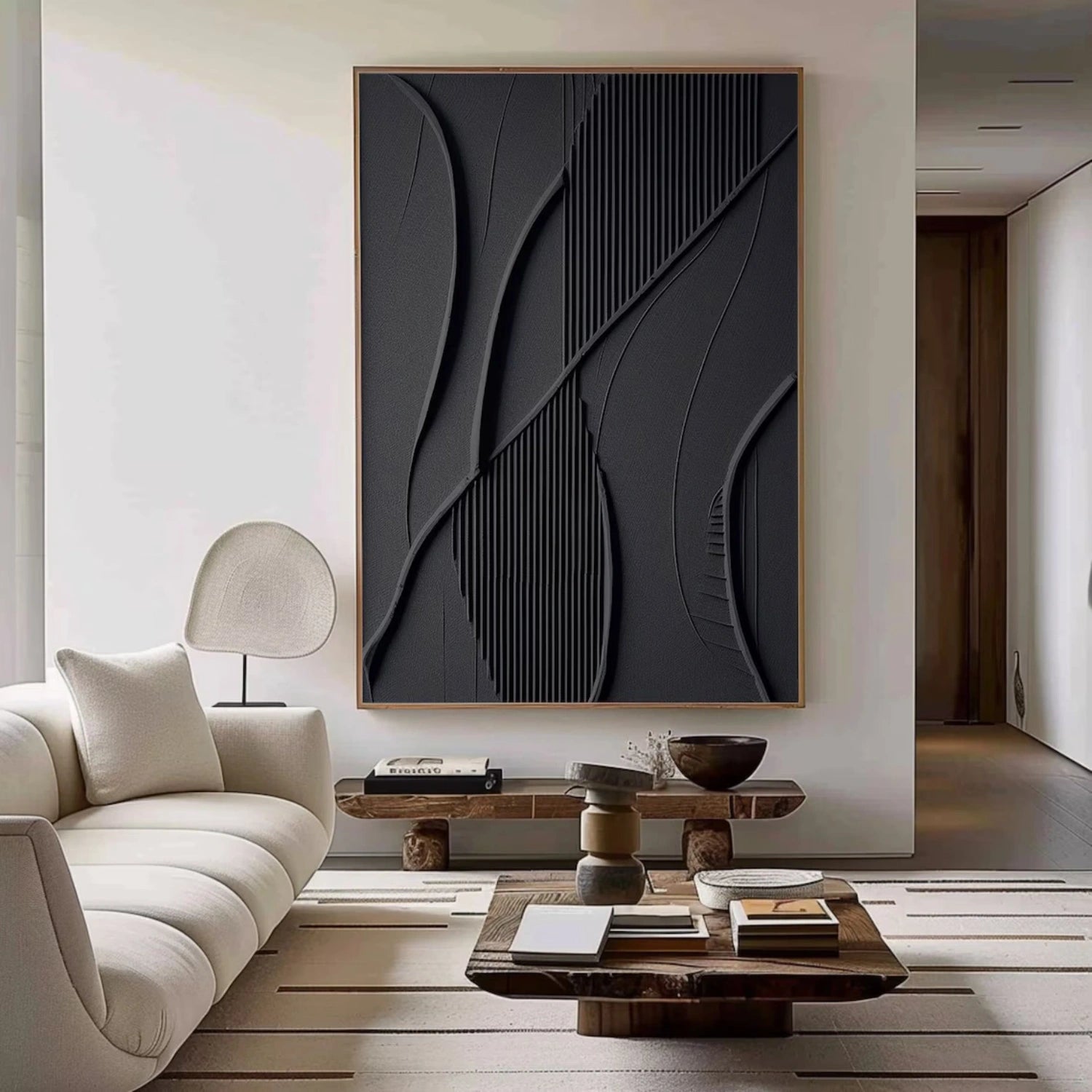 Black Minimalist Textured Painting #MZ138