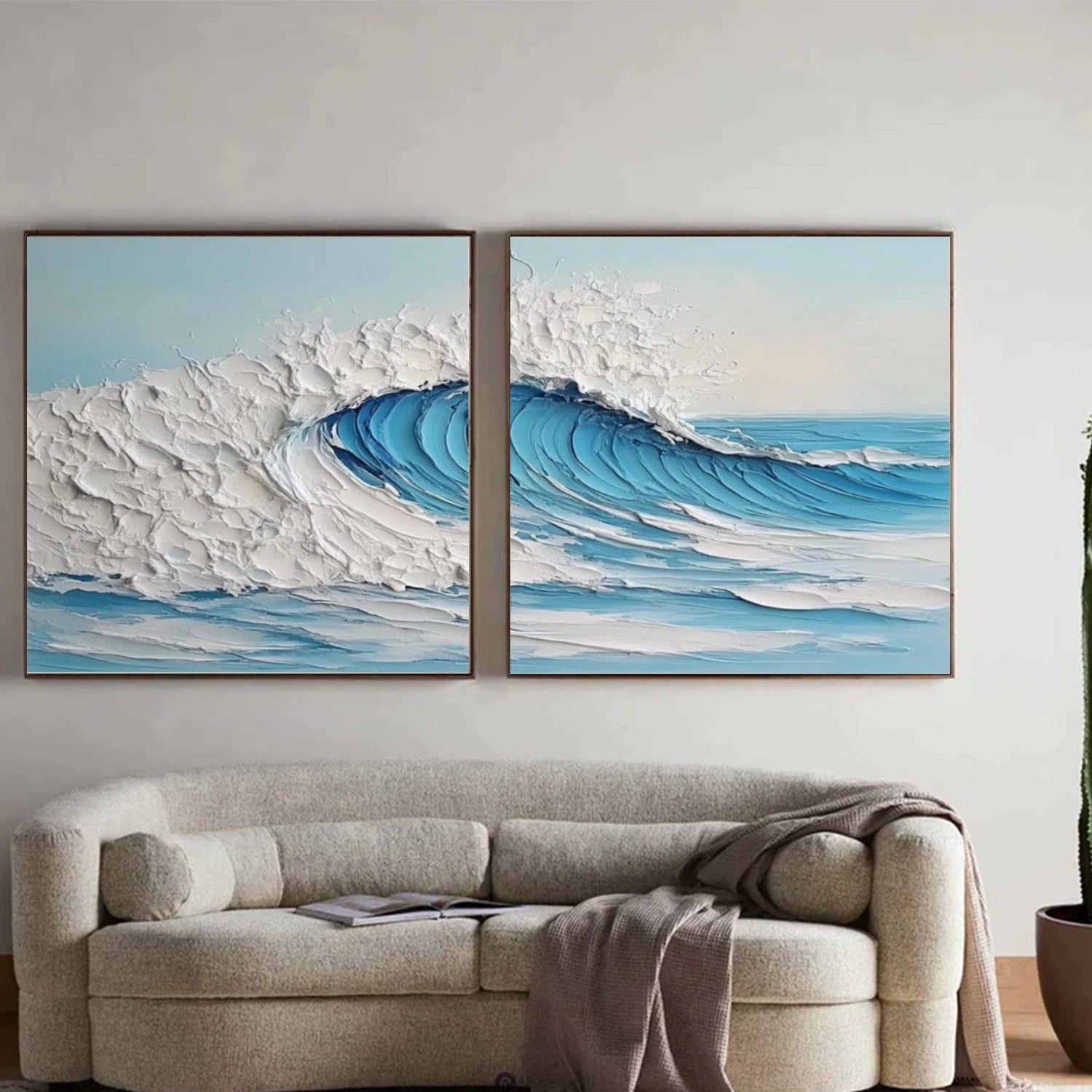 Ocean And Sky Abstract Texture Canvas Art Set of 2  #OS374