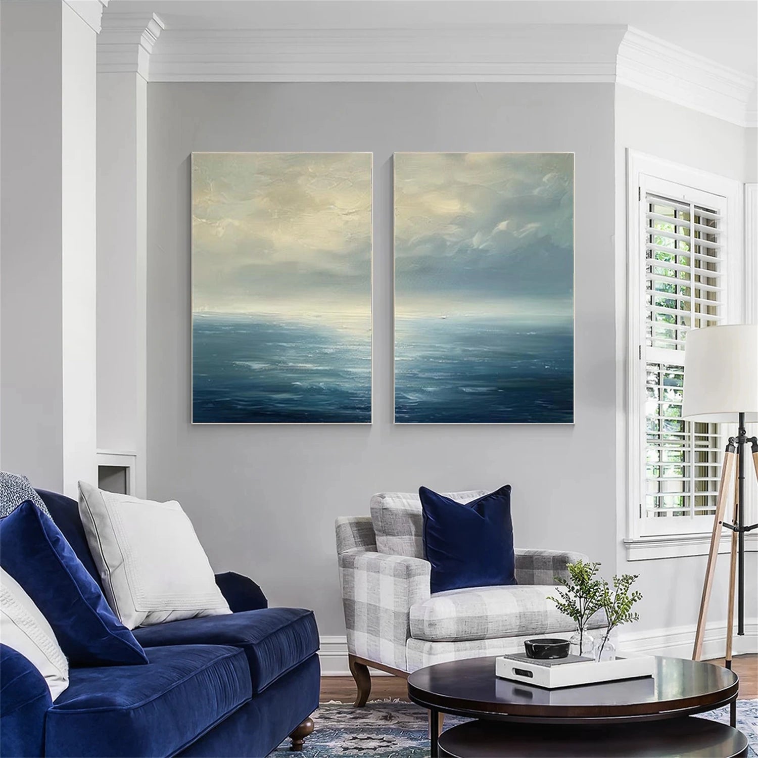 Ocean And Sky Abstract Canvas Art Set of 2 #OS353