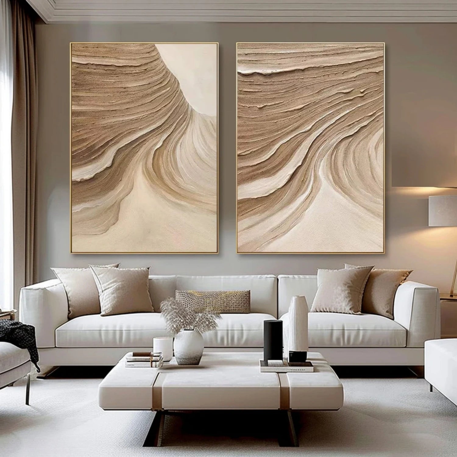 Beige & Brown Abstract Set of 2 #BB135