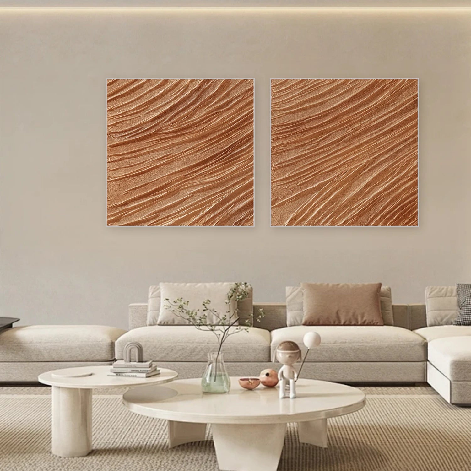 Brown Wabi Sabi Texture Square Set of 2 Wall Art #WS323