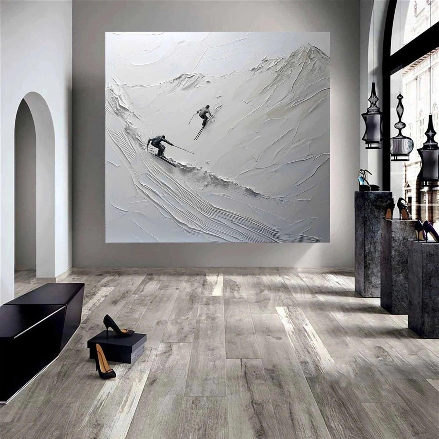 Skiing Sport Art Textured Painting Canvas #SP 047