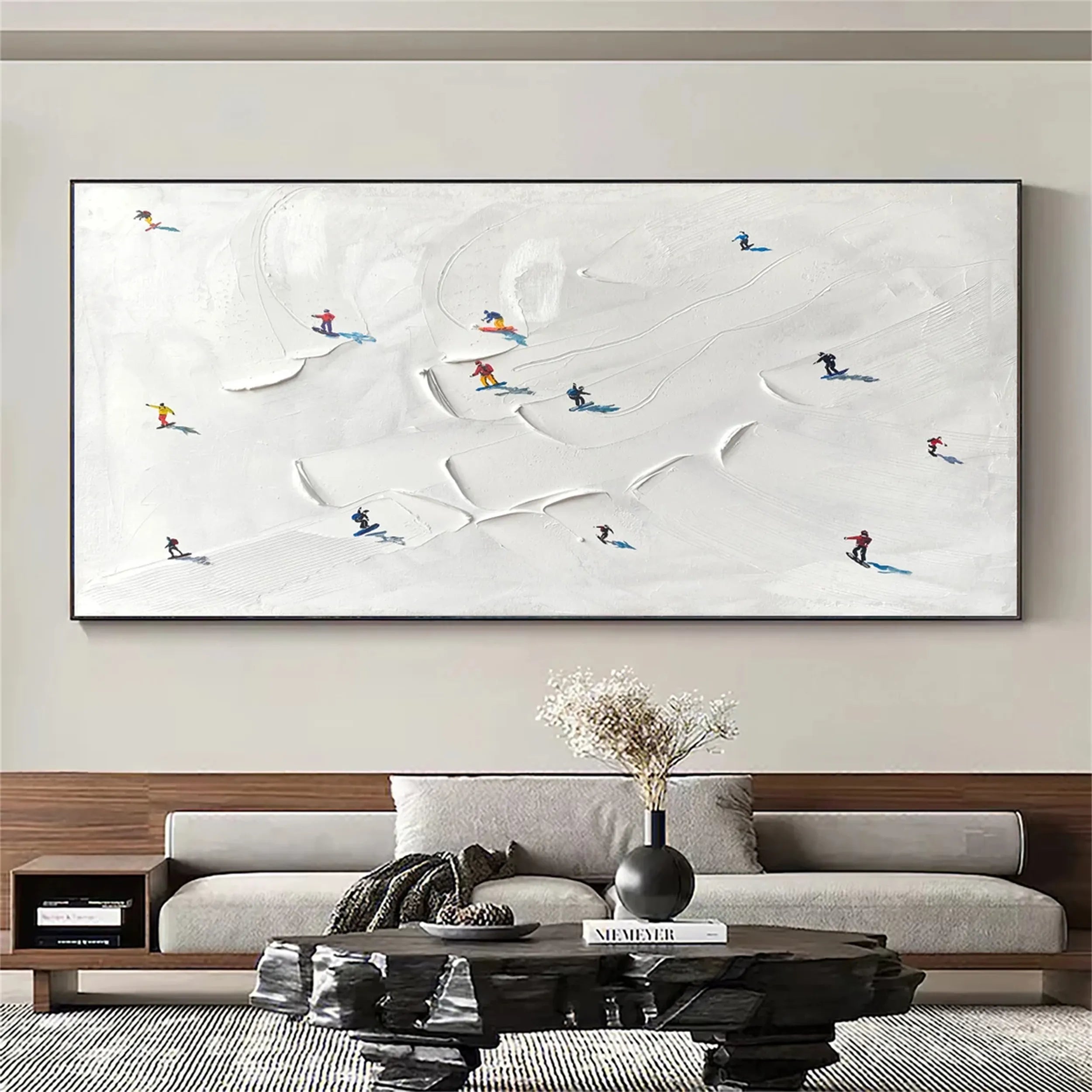 Skiing Sport Art Textured Painting Canvas #MM219