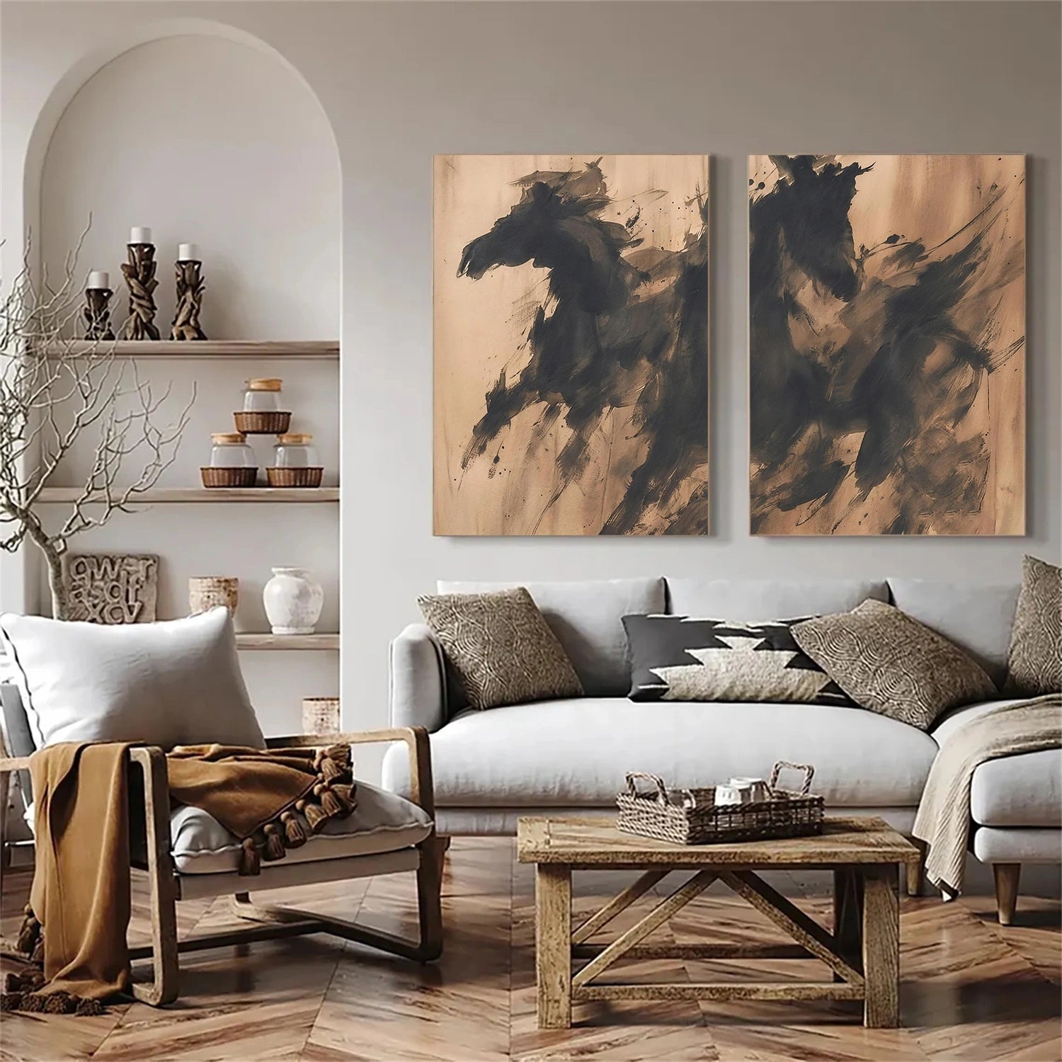 Abstract Animal Horse Canvas Art Set of 2 #AP208