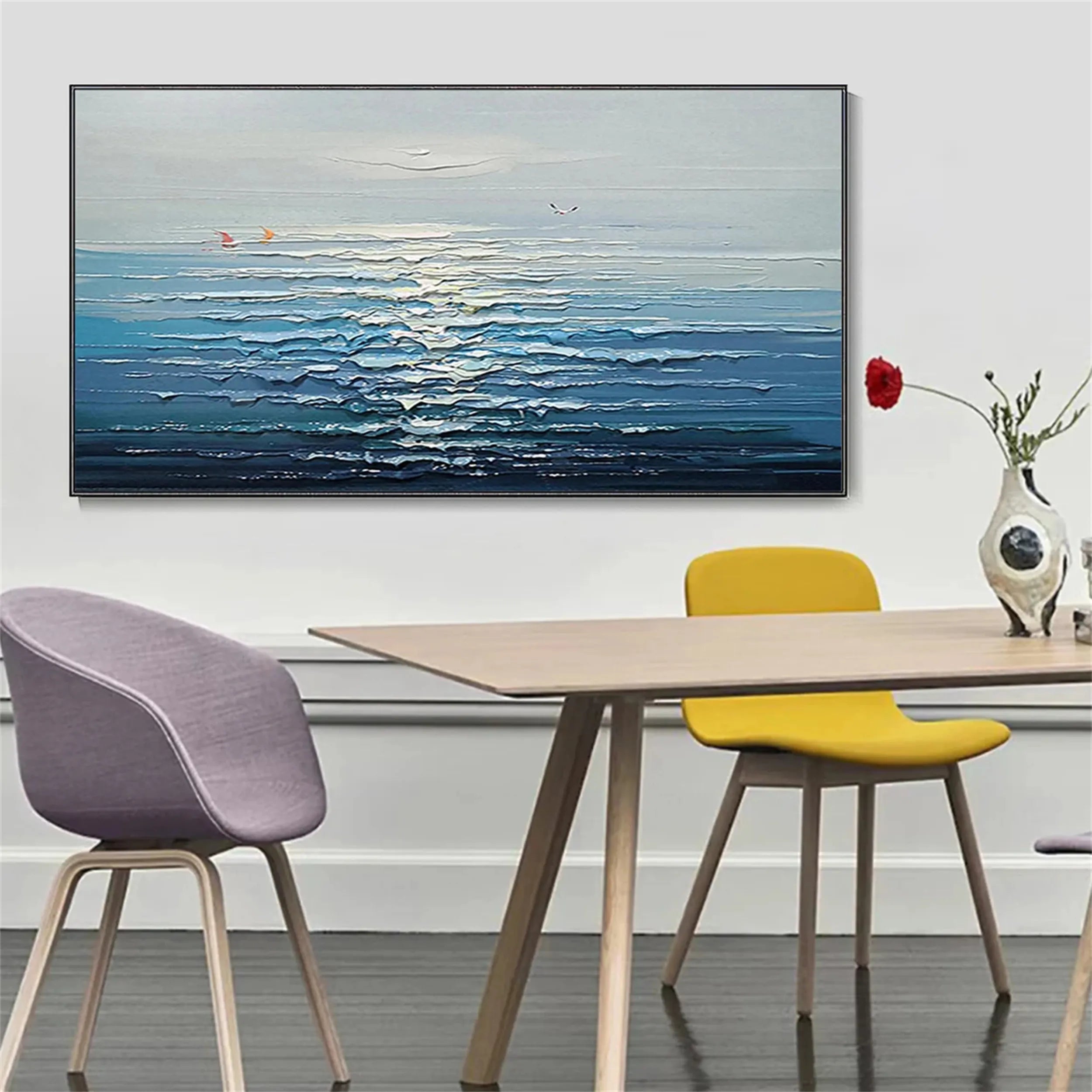 Seascape and Snowy Peak Painting #SP012