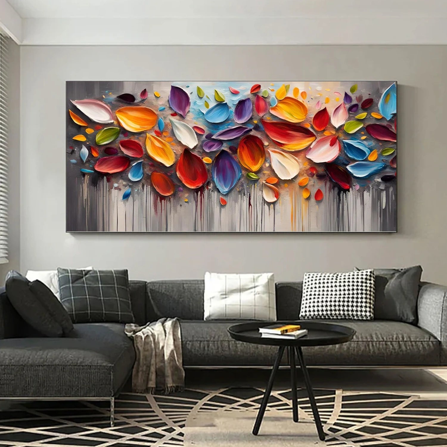 Colorful Flower & Tree Abstract Texture Canvas Art #FT 295