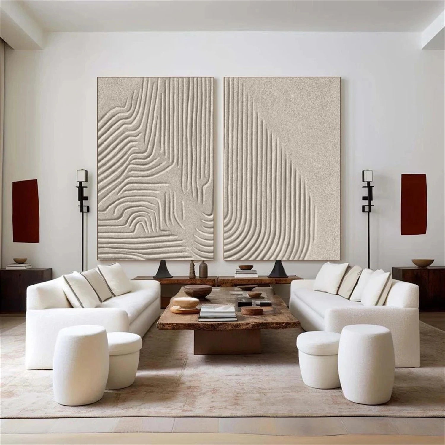 Beige & Brown Abstract Set of 2 #BB147