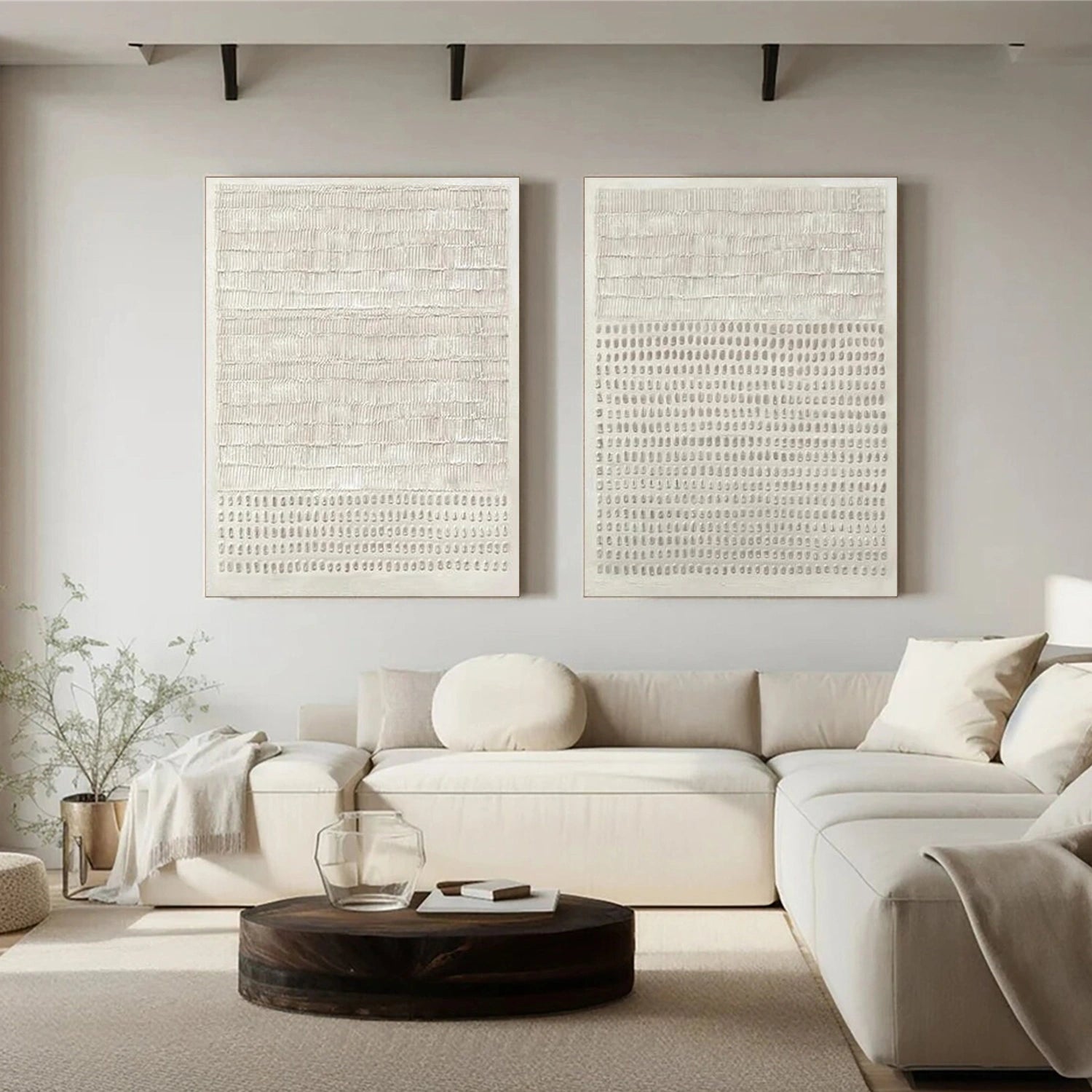Beige & Brown Abstract Texture Set of 2 #BB194