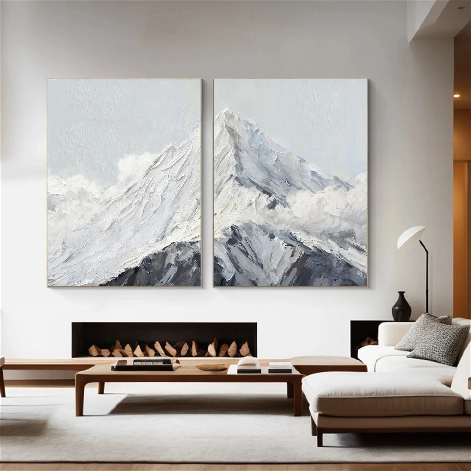 Abstract Mountain Textured Canvas Art Set of 2 #MM336