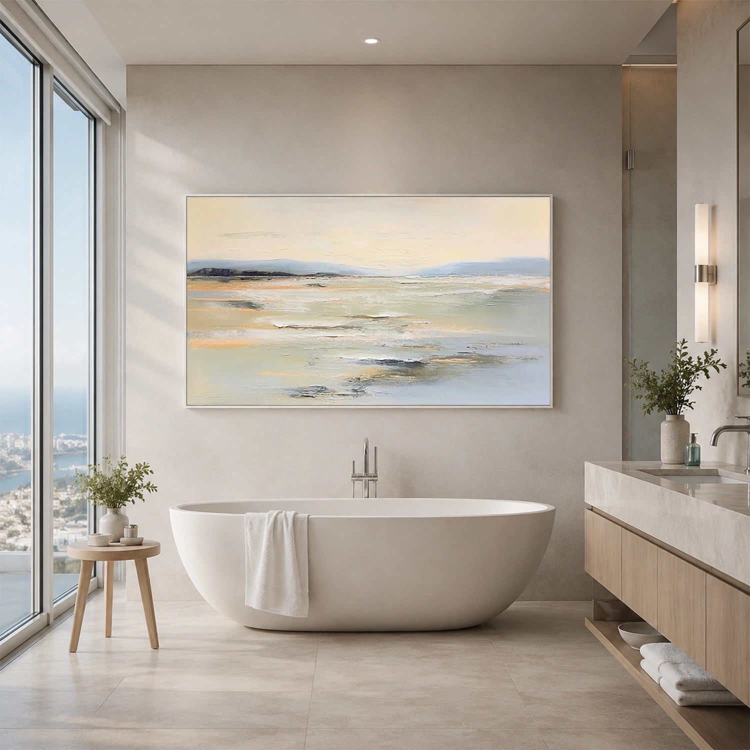 Ocean And Sky Abstract Texture Canvas Art #OS456