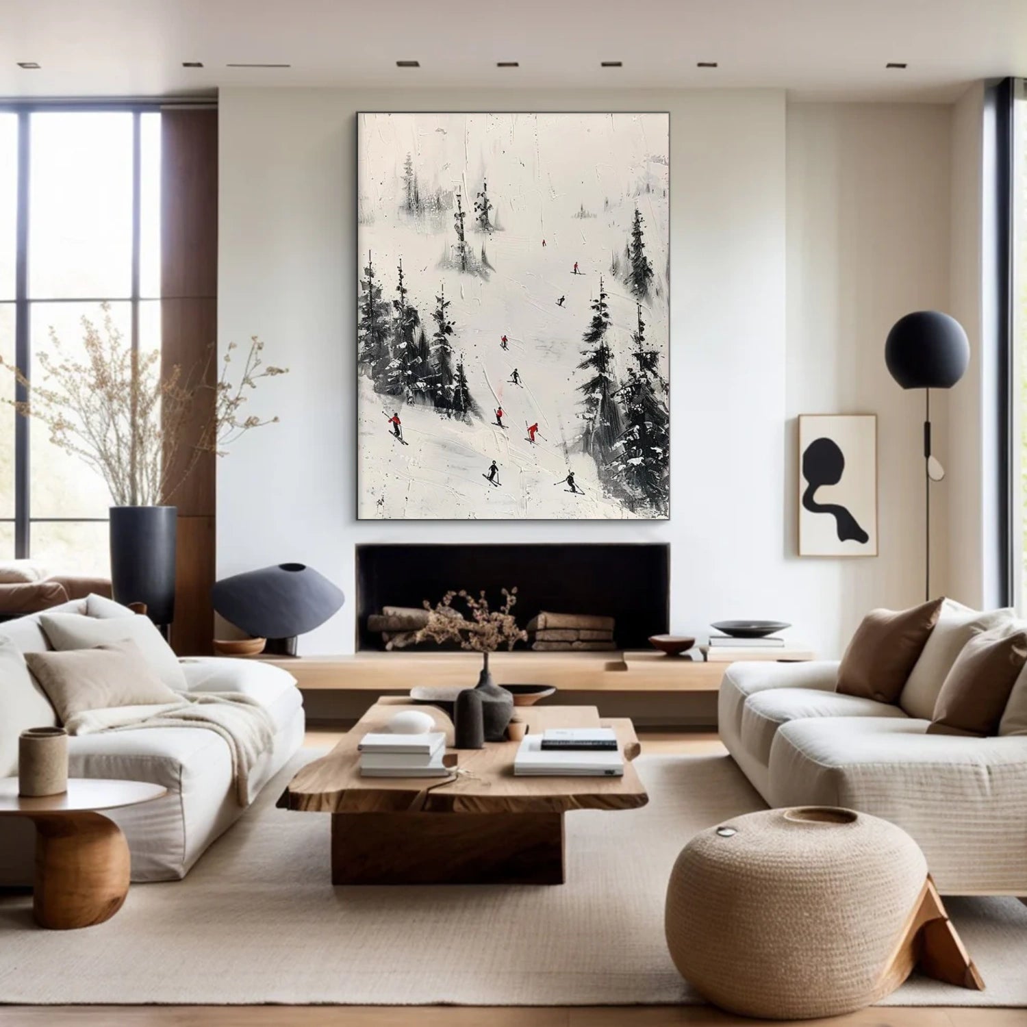 Skiing Sport Art Textured Painting Canvas # SA033