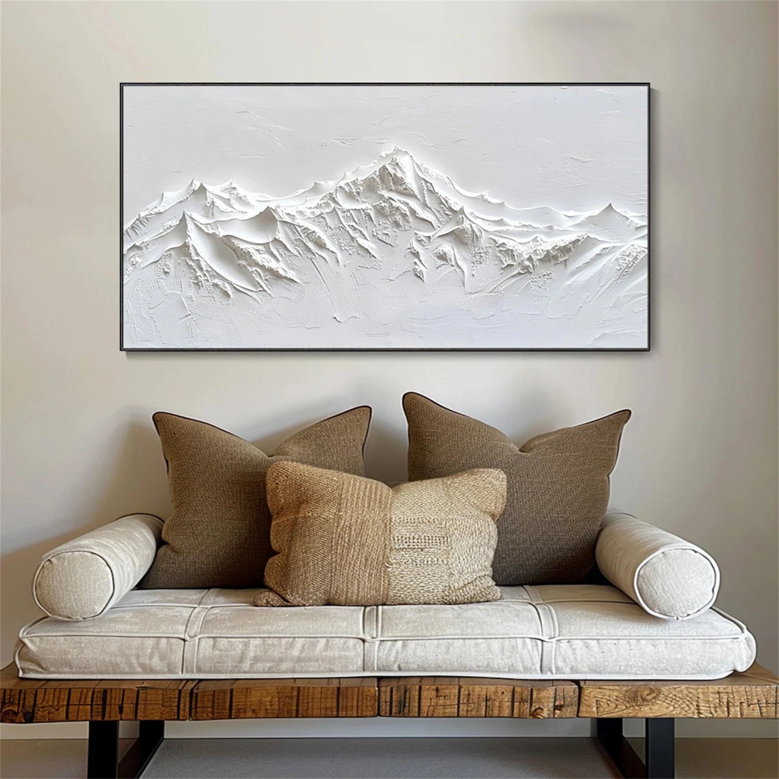 White Minimalist Textured Painting Canvas #MM132