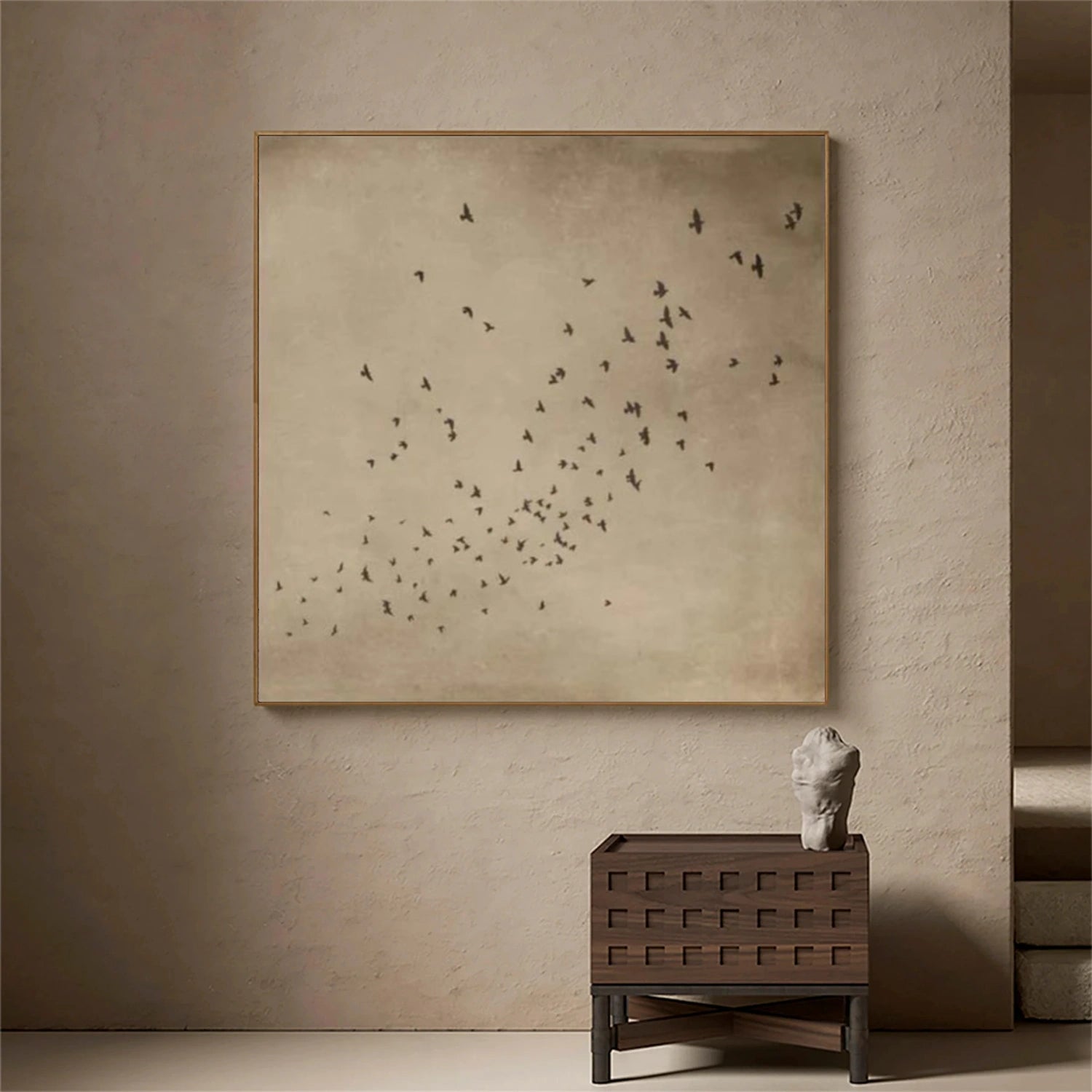 Beige & Brown Abstract Animal Canvas Art #AP216