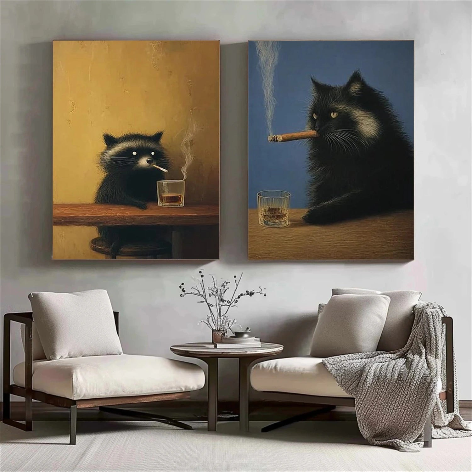 Colorful Abstract Animal Canvas Art Set of 2 #AP236