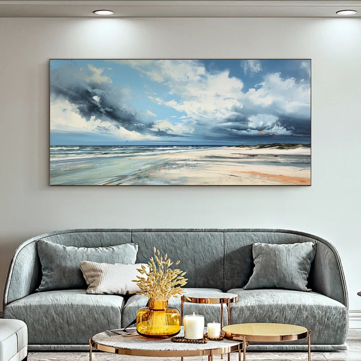Ocean And Sky Abstract Canvas Art #OS 330