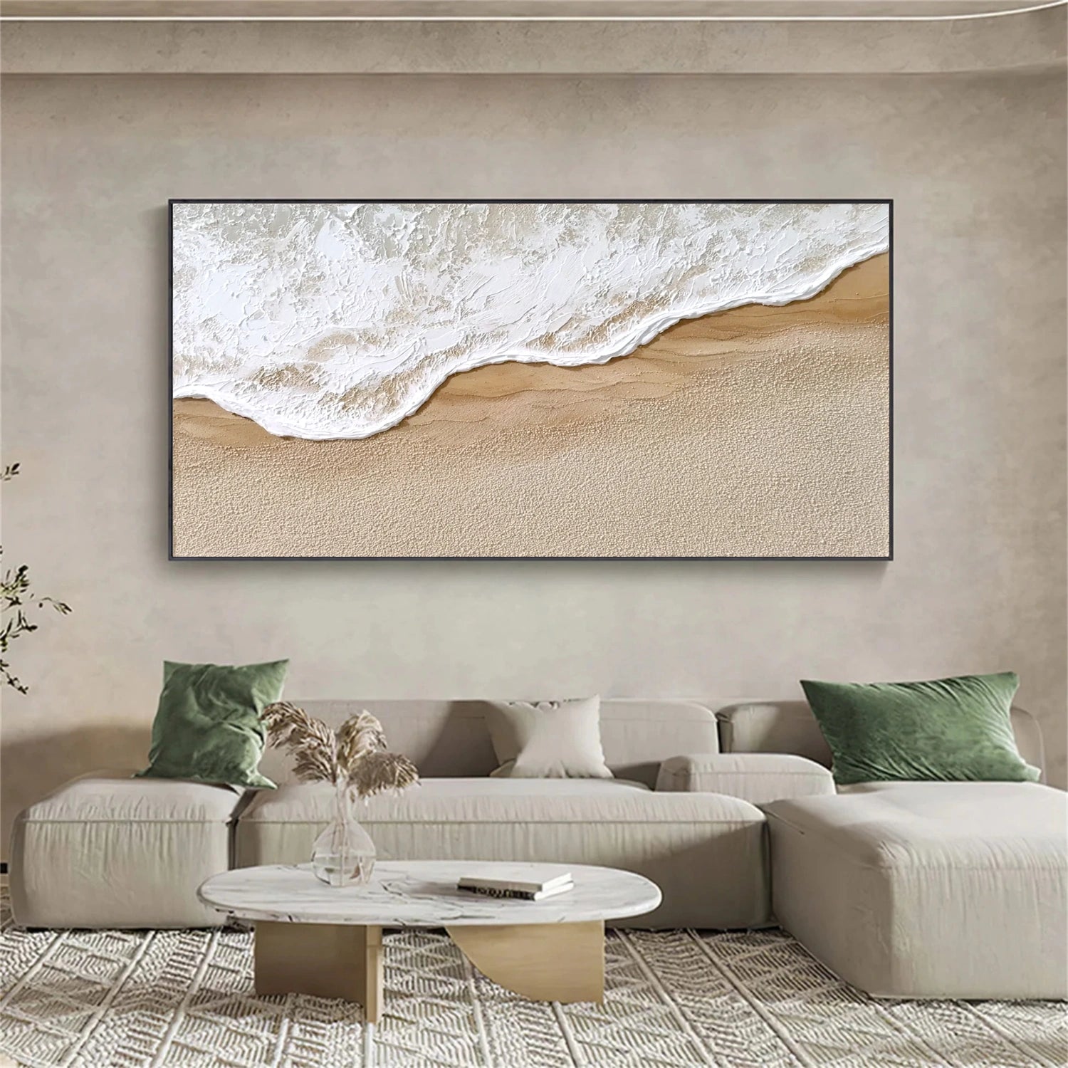 Ocean And Sky Abstract Textured Canvas Art #OS348