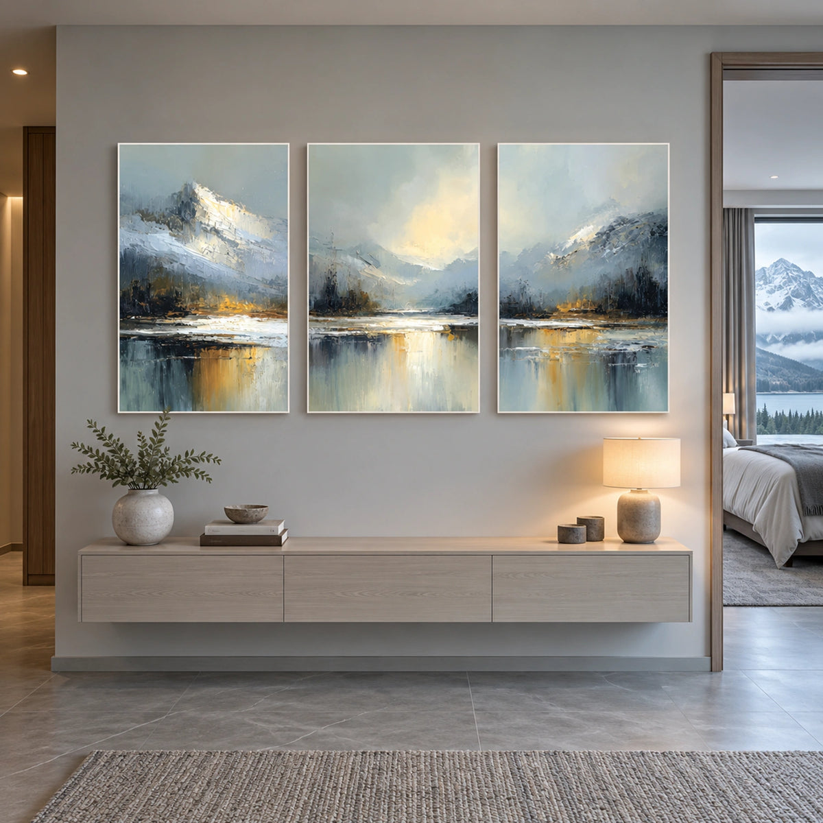 Ocean And Sky Abstract Canvas Art Set of 3 #OS480