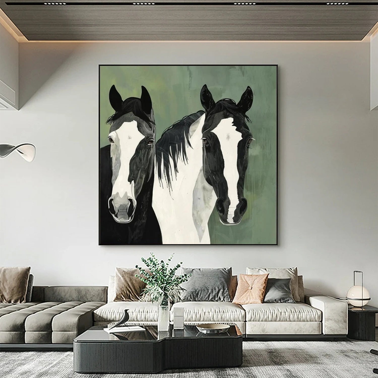 Abstract Animal Horse Canvas Art #AP176