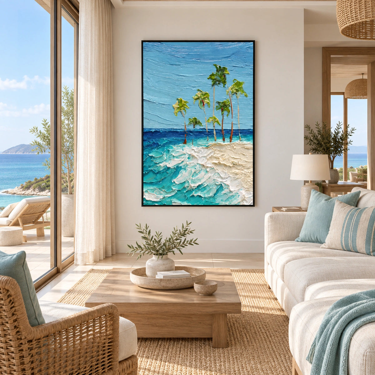 Ocean And Sky Abstract Canvas Art #OS473