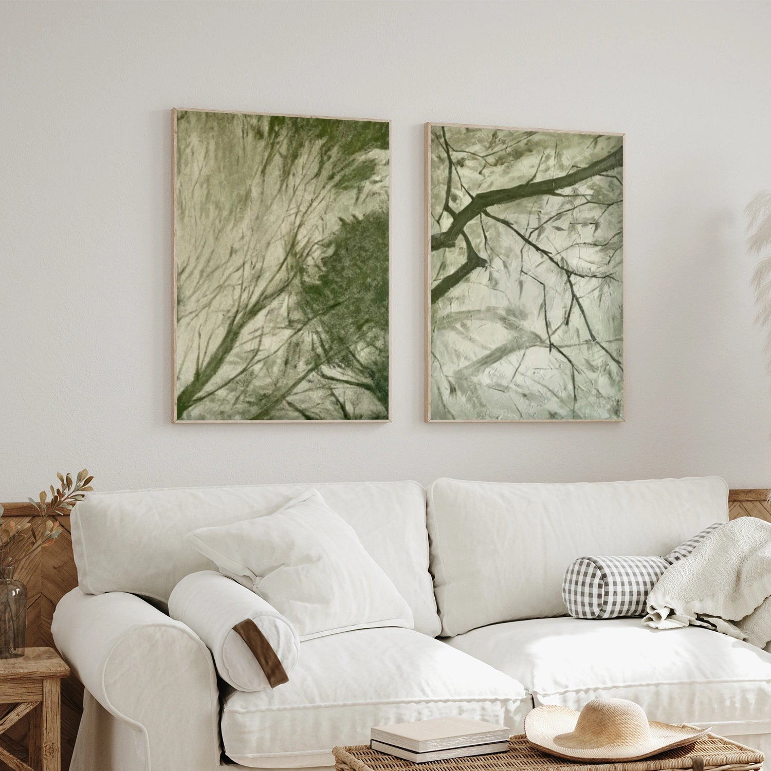 Flower & Tree Abstract Canvas Art Set of 2 #FT 302
