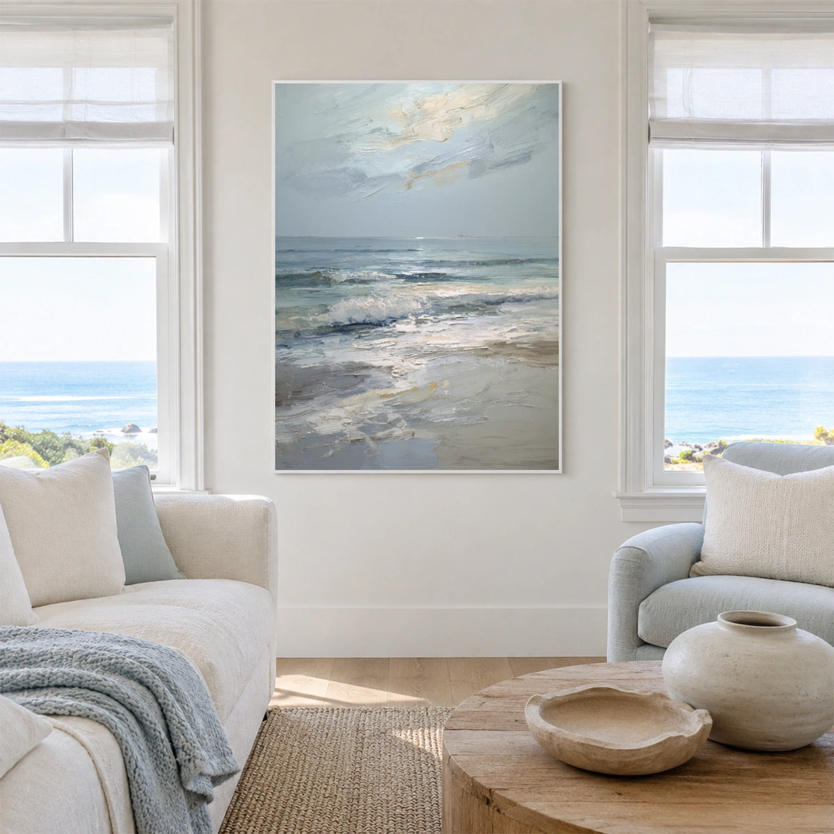 Ocean And Sky Abstract Texture Canvas Art #OS450