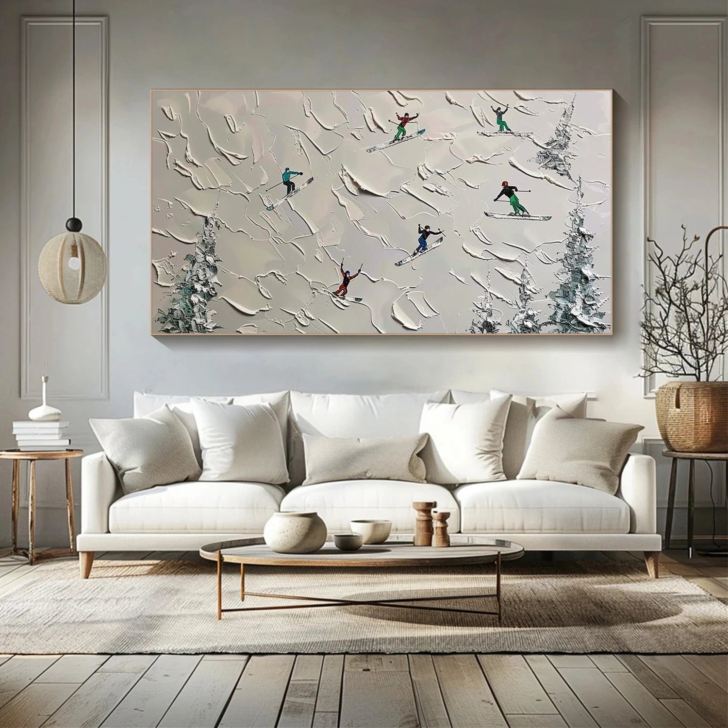 Skiing Sport Art Textured Painting Canvas  # SA071