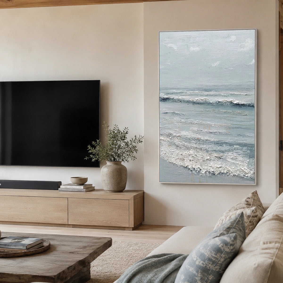 Ocean And Sky Abstract Texture Canvas Art #OS451