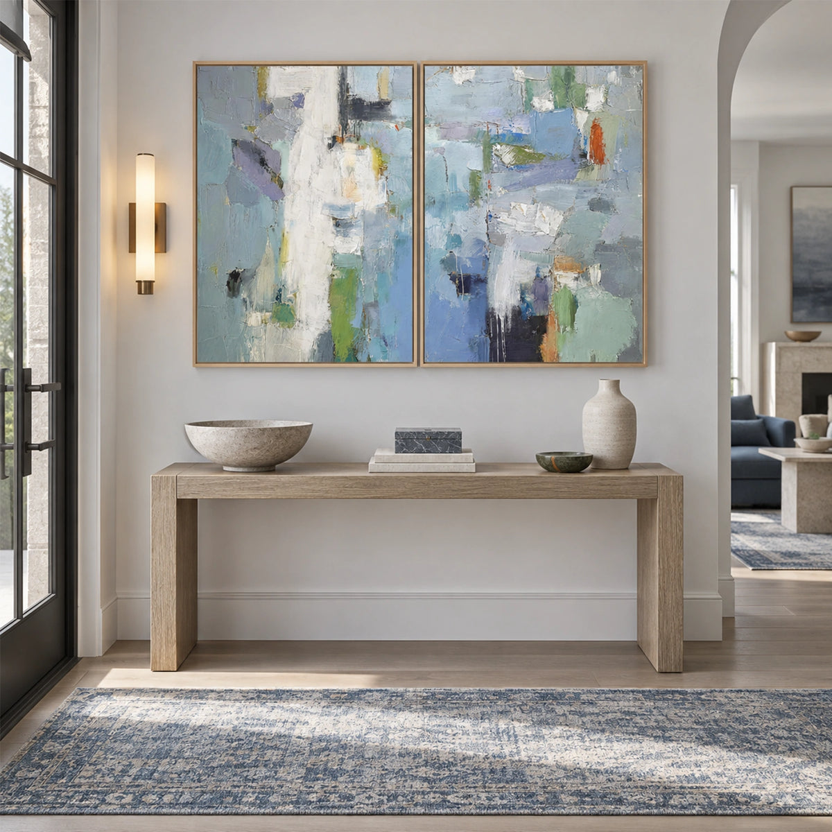 Blue Abstract Wall Art Set of 2 #BG155