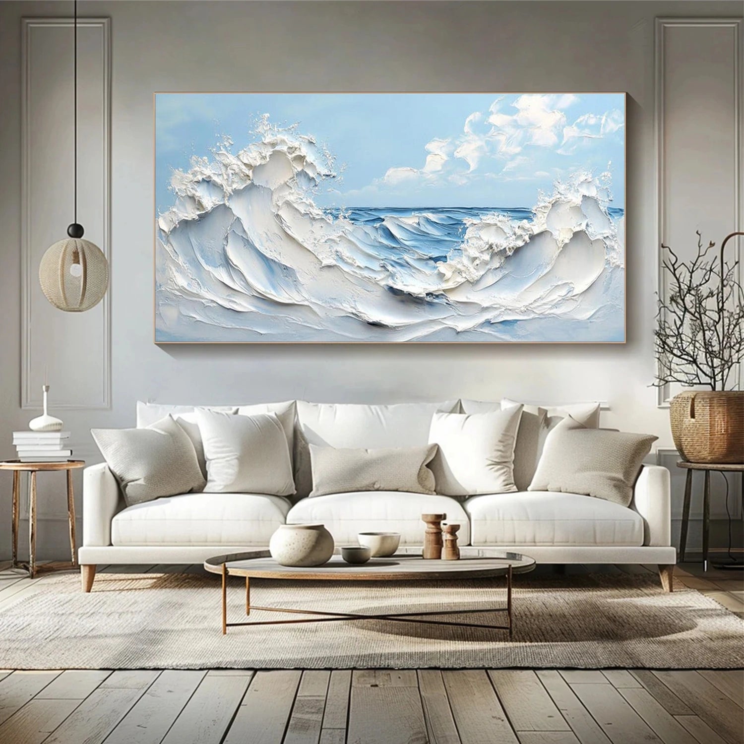 Ocean And Sky Abstract Texture Canvas Art #OS393