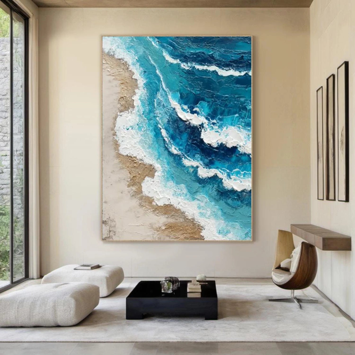 Ocean And Sky Abstract Textured Canvas Art #OS346
