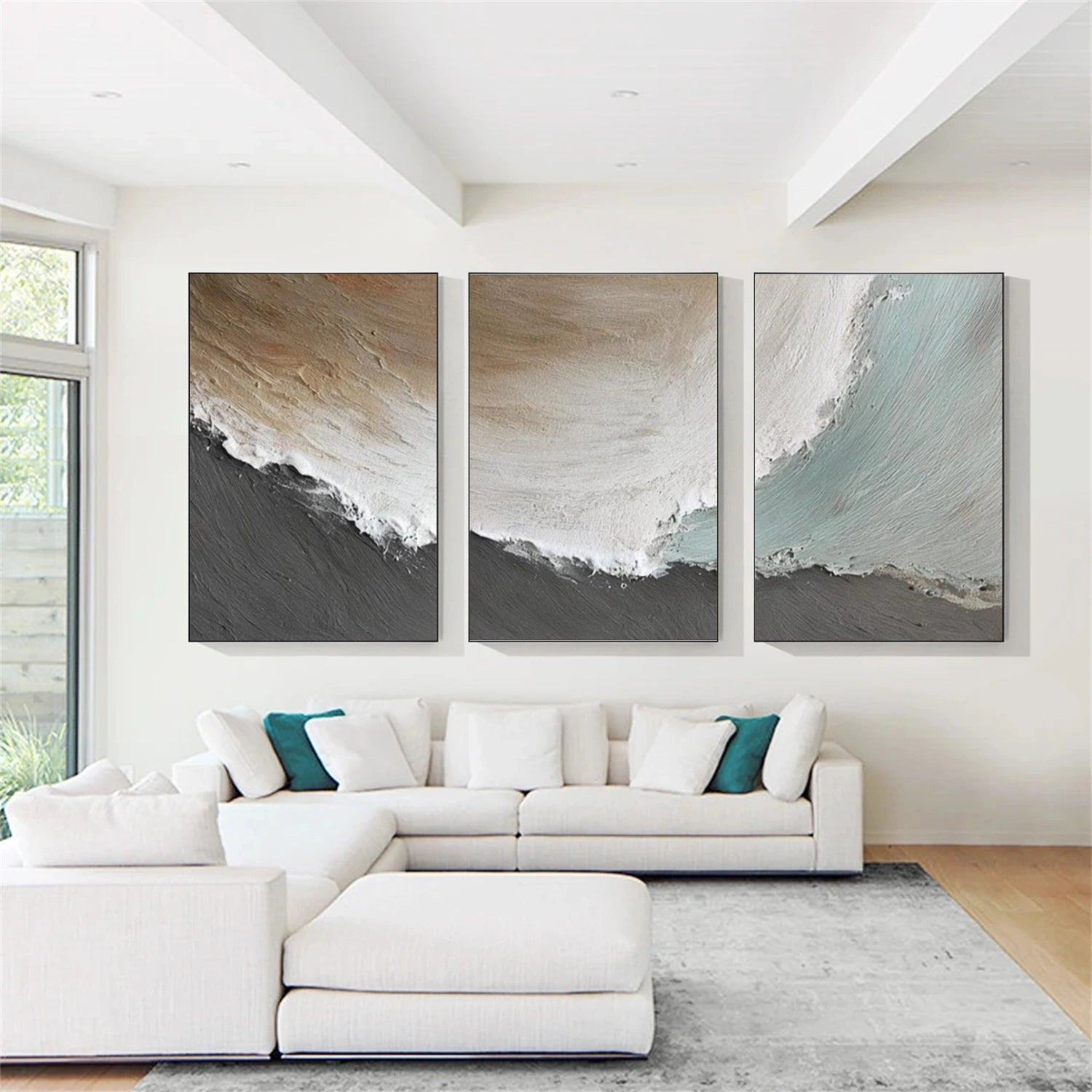 Ocean And Sky Abstract Texture Canvas Art Set of 3 #OS382