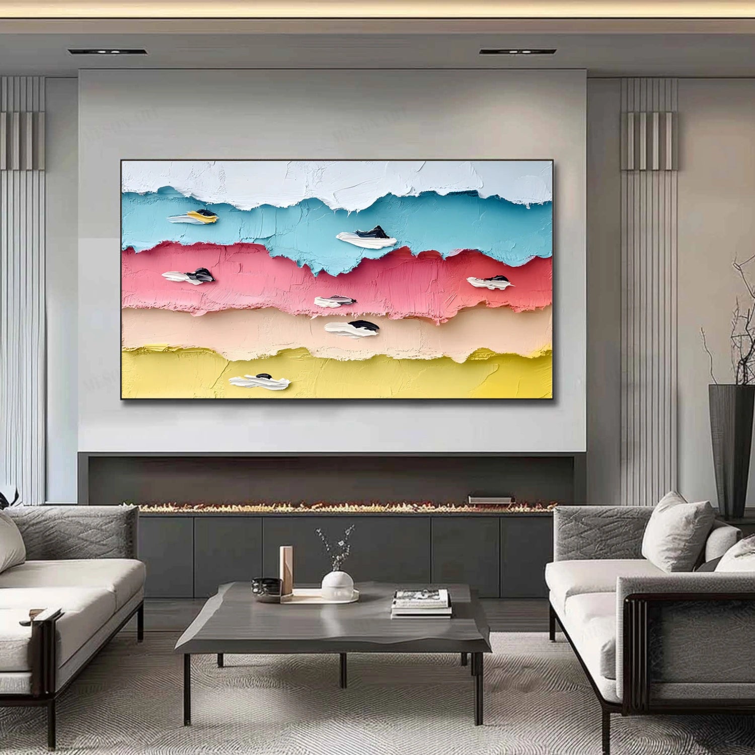 Colorful Swimming Sport Texture Canvas Painting #SA029