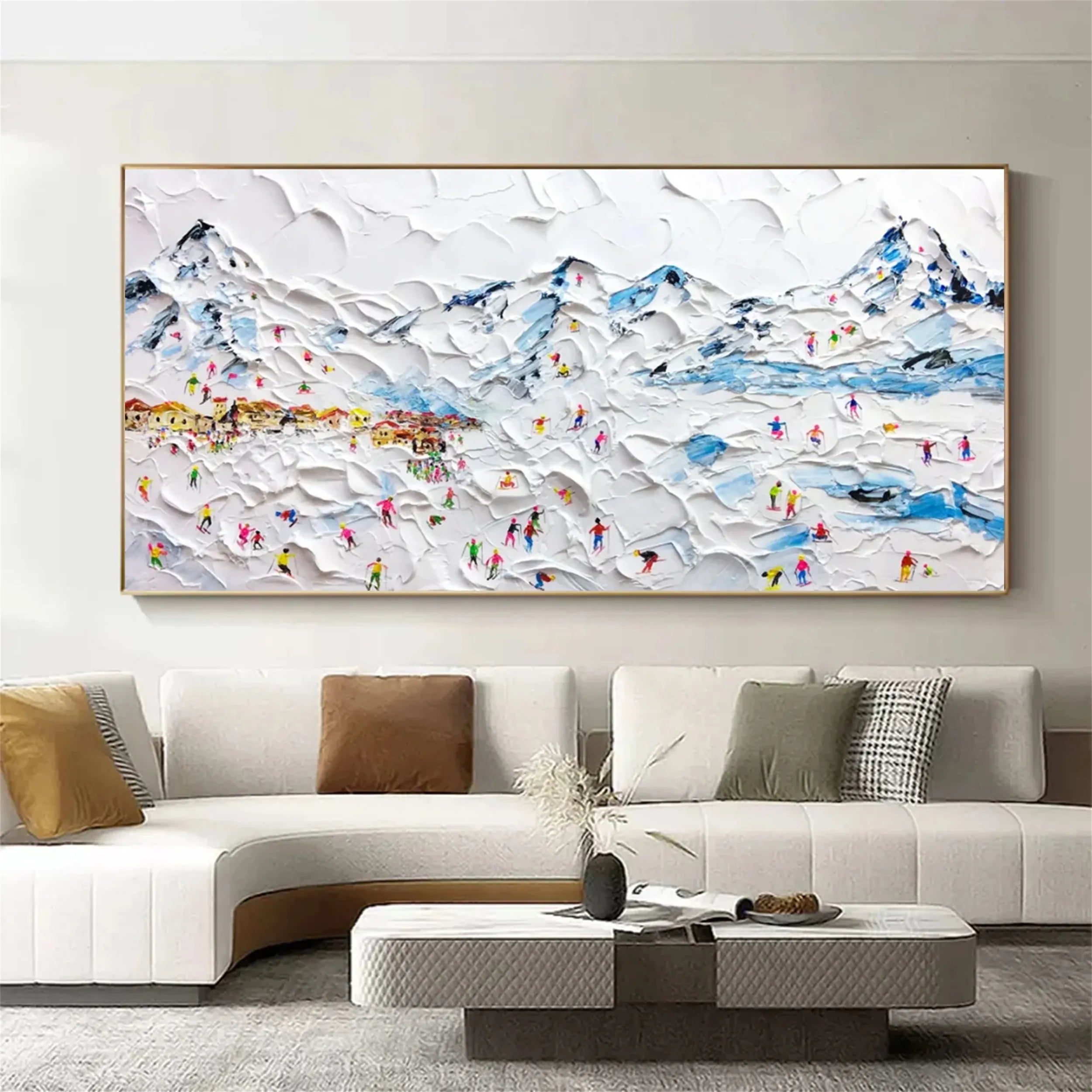 Skiing Sport Art Textured Painting Canvas #MM211