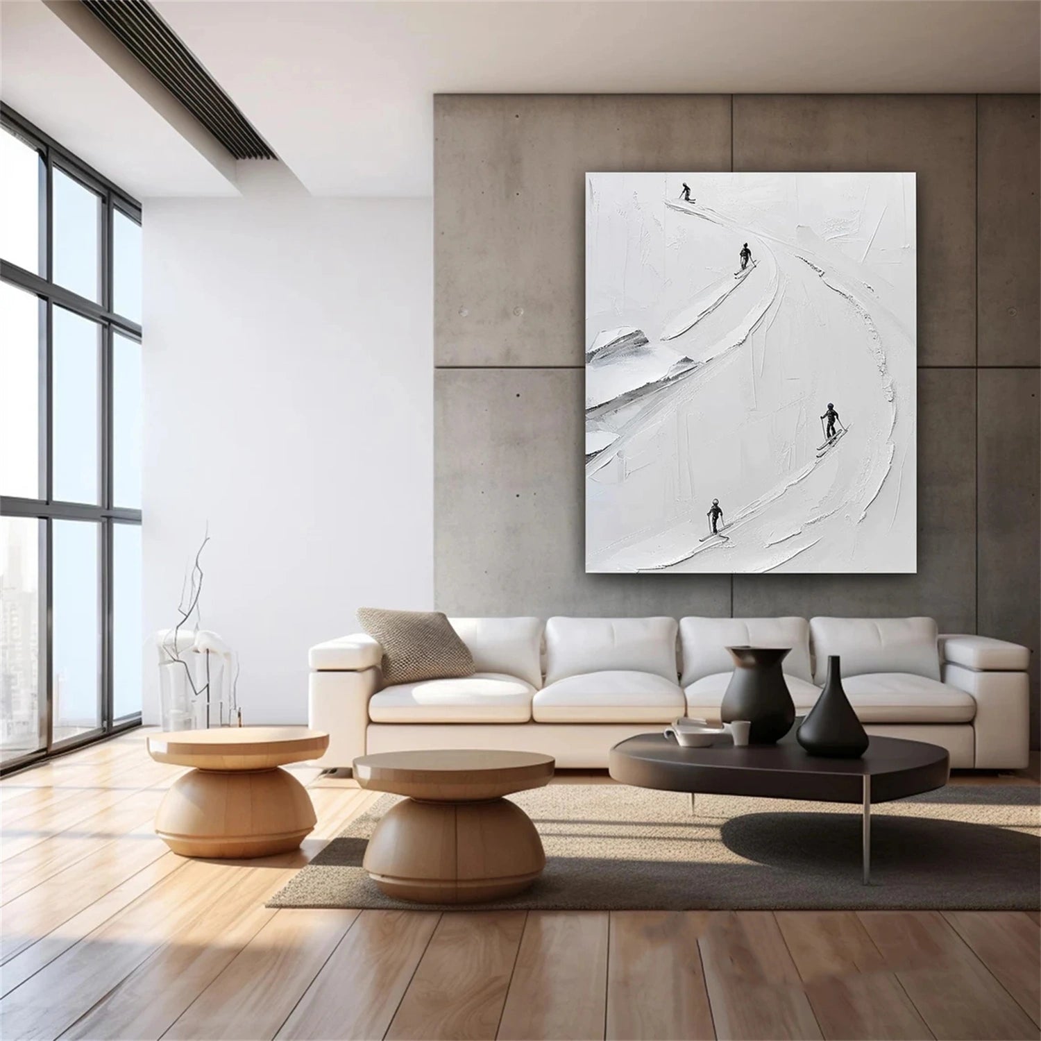 Skiing Sport Art Textured Painting Canvas #SP036