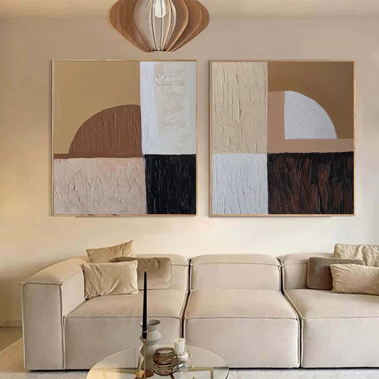 Abstract Textured Square Set of 2 Wall Art #AB 563