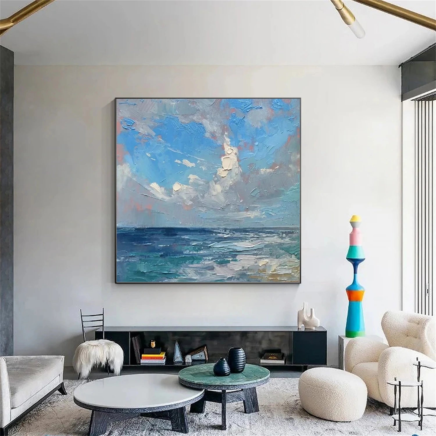 Ocean And Sky Abstract Canvas Art #OS 268