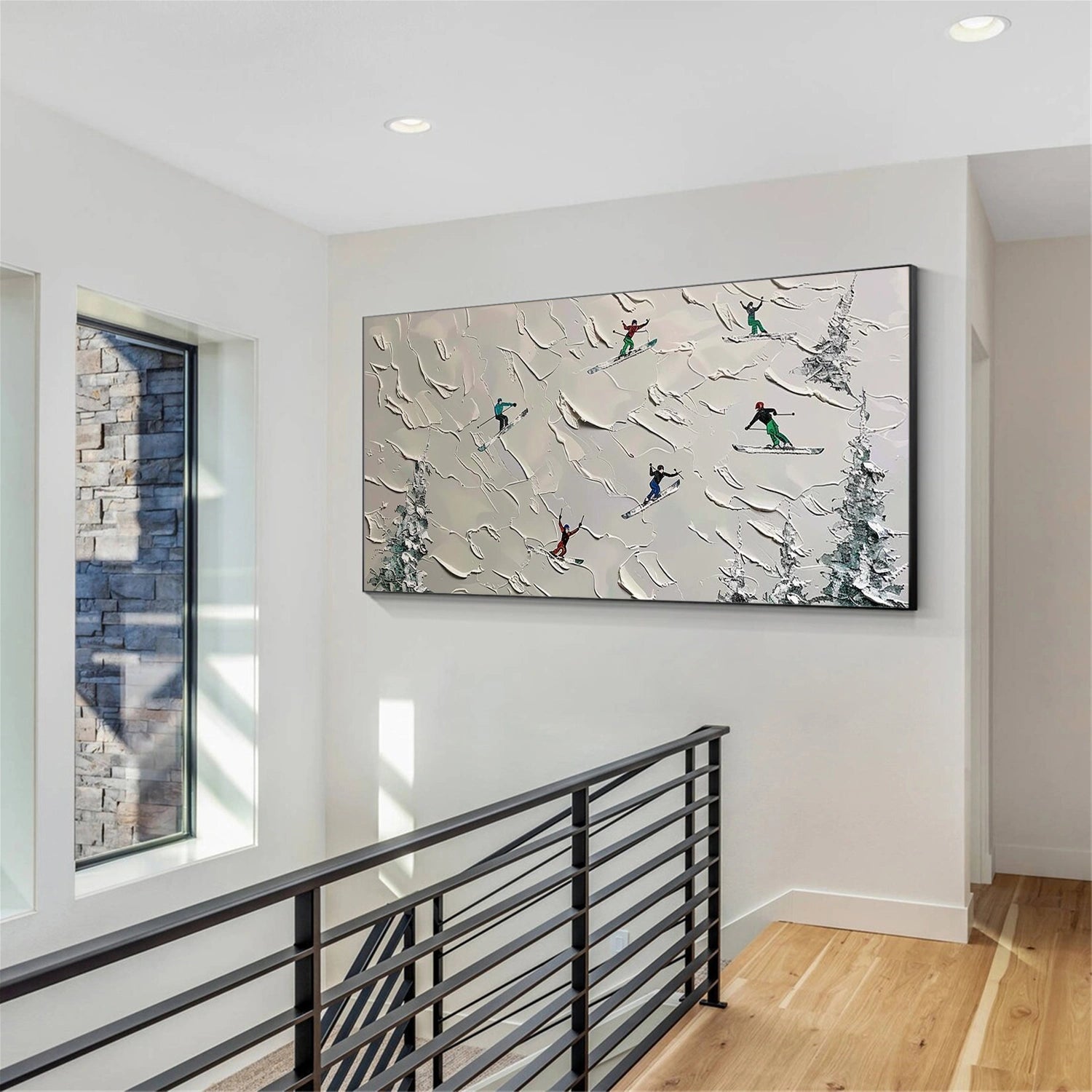 Skiing Sport Art Textured Painting Canvas  # SA071