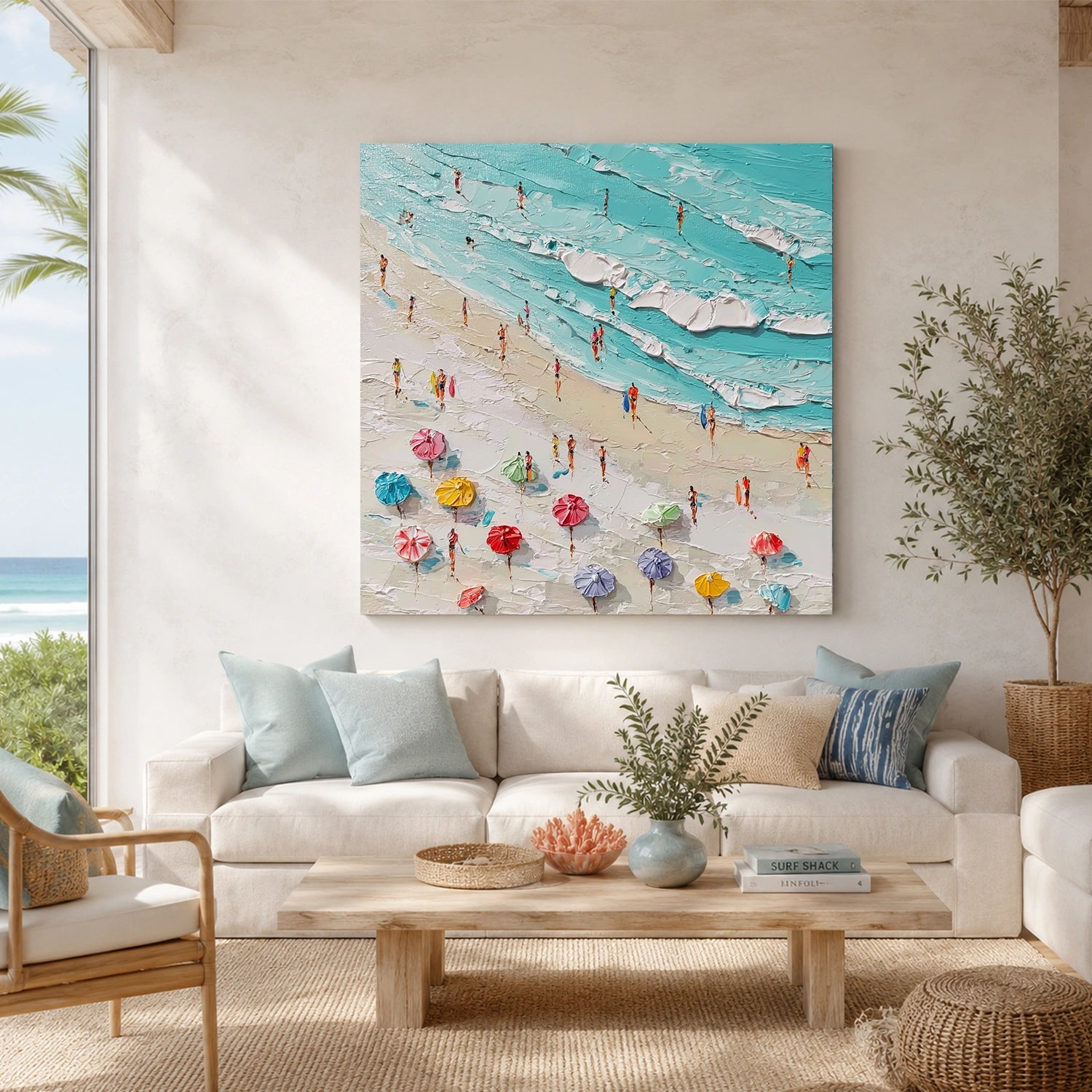 Ocean And Sky Abstract Texture Canvas Art #OS424