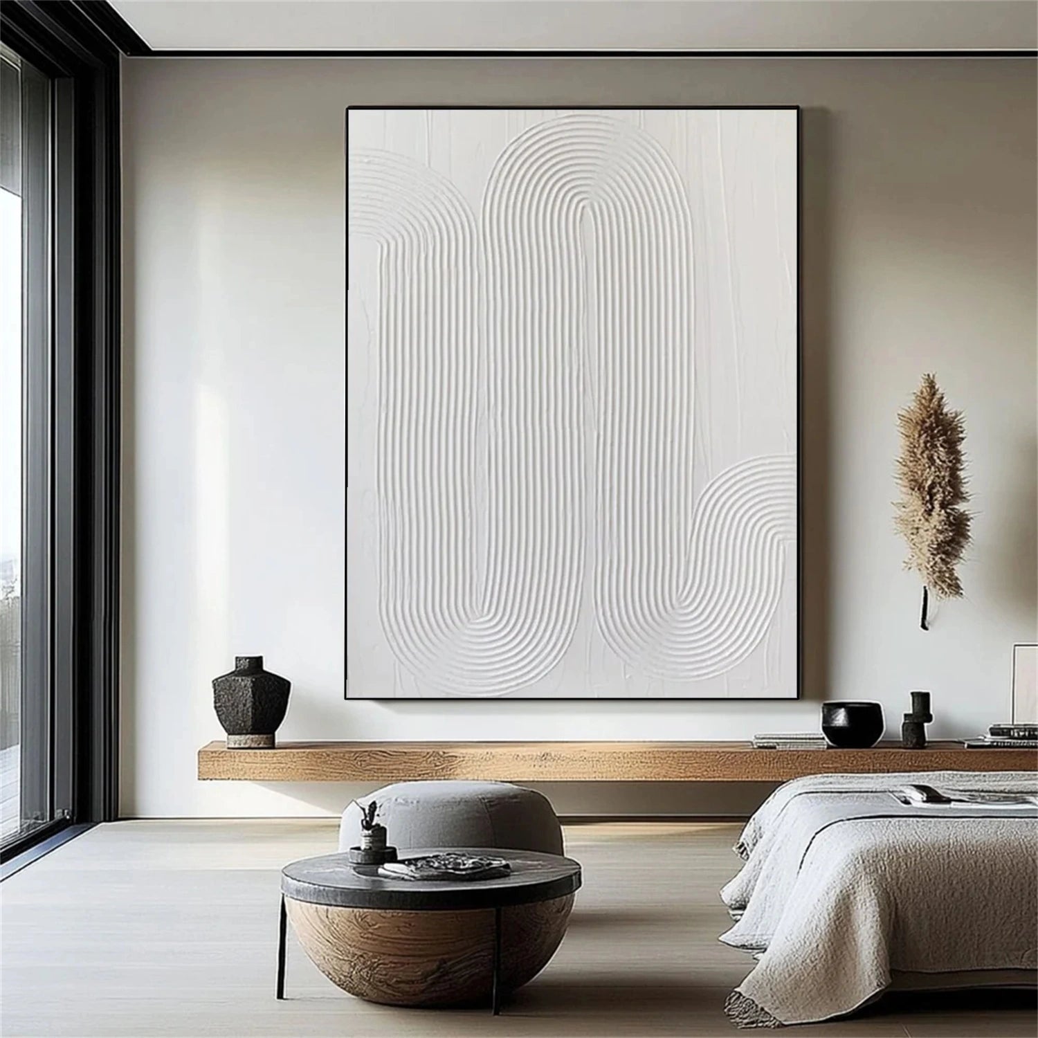 White Minimalist Textured Painting Canvas #MM207