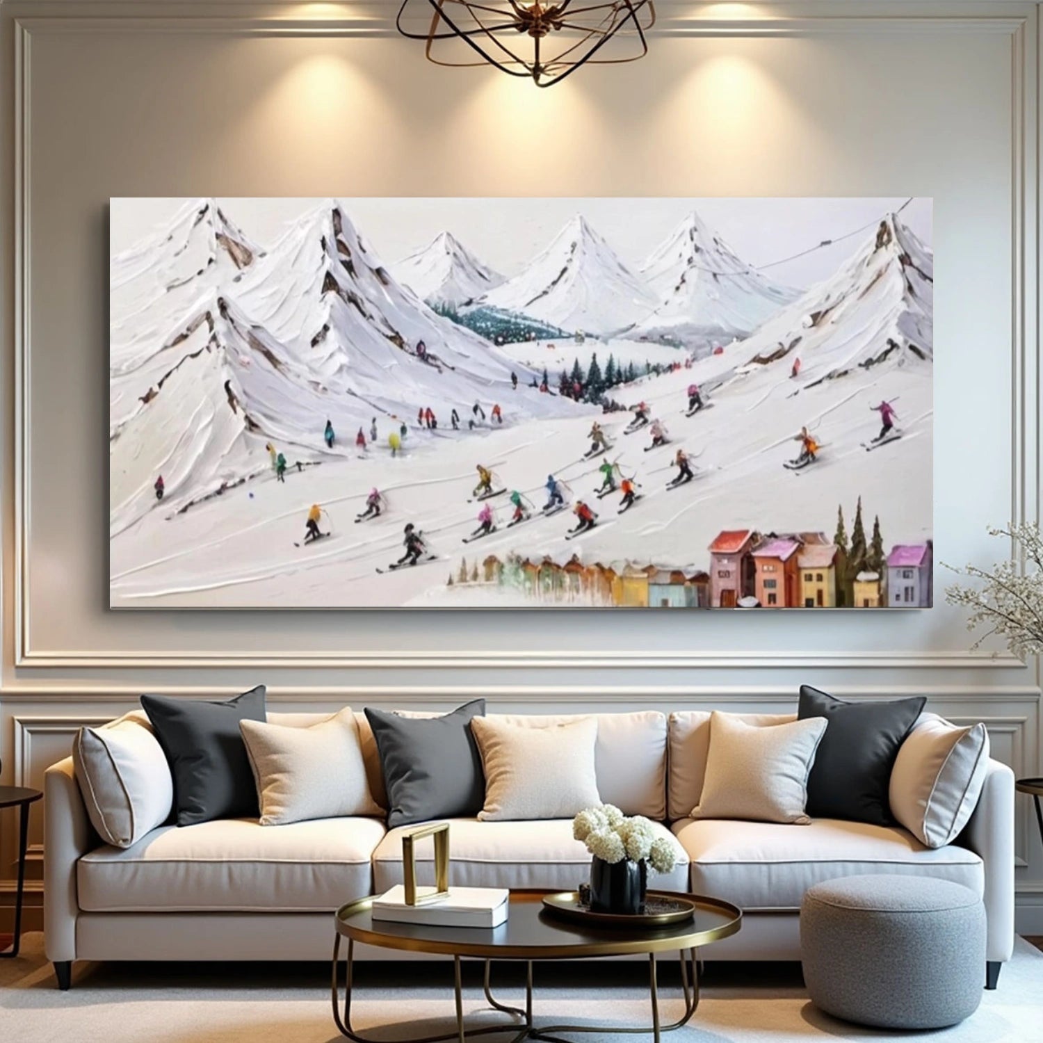 Skiing Sport Art Textured Painting Canvas # SA040
